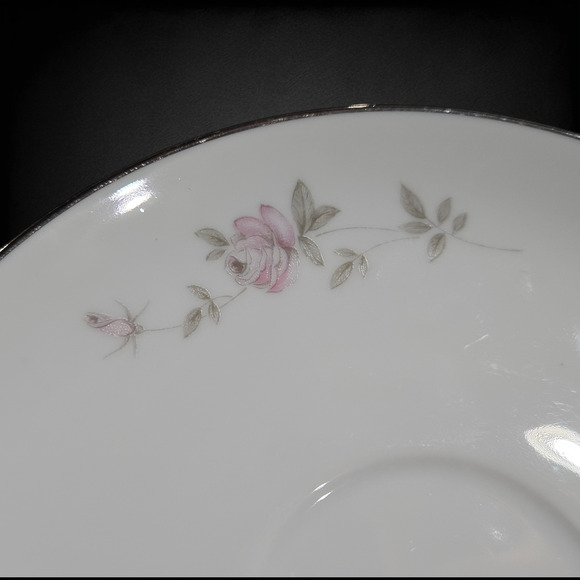 1960s Vintage Noritake Bellemead Porcelain Silver Trimmed Floral 6 Saucer Plates - Picture 5 of 10